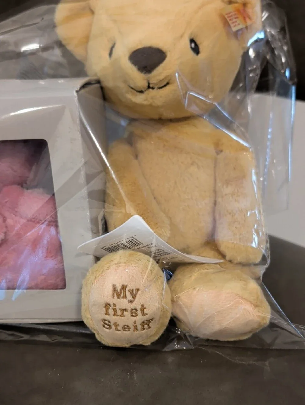 UGG Pink Baby Booties with Steiff First Teddy Bear New with Tags  Great Gift